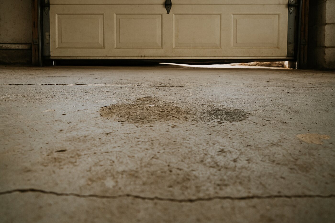 Sinking garage floor slab before leveling in Edmonton