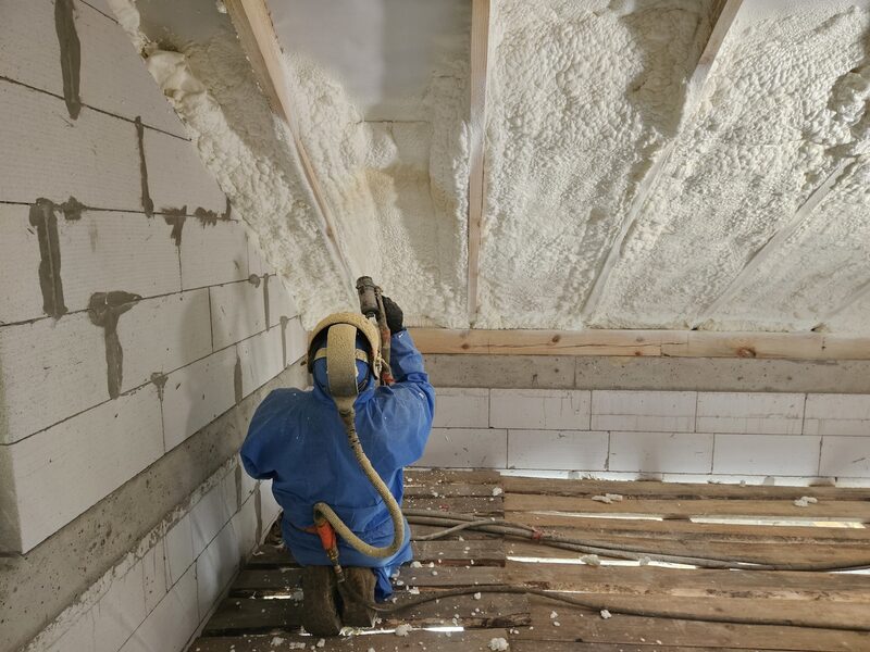 Spray foam insulation in an Edmonton attic